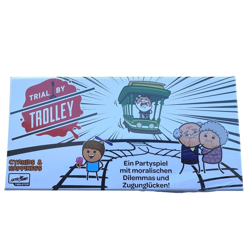 Trial by Trolley German Edition Cyanide & Happiness Party Game Skybound New